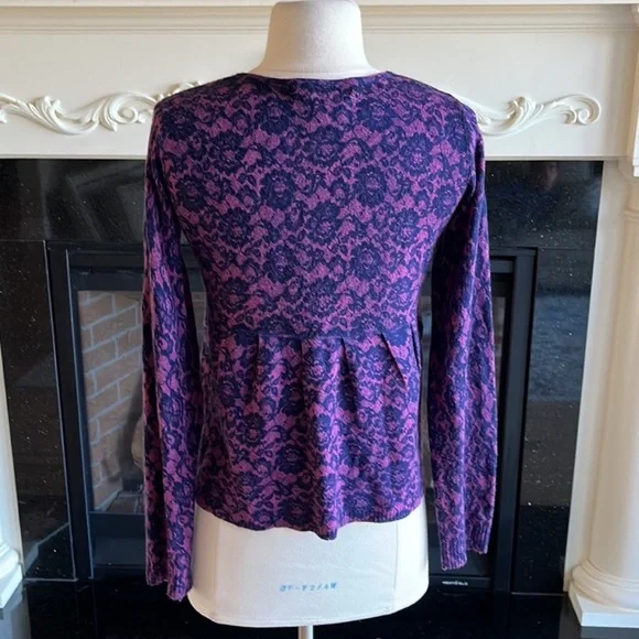 Romantic Sweater Delias Vintage Purple Peplum Top Sweater Cardigan Womens M - Picture 3 of 15